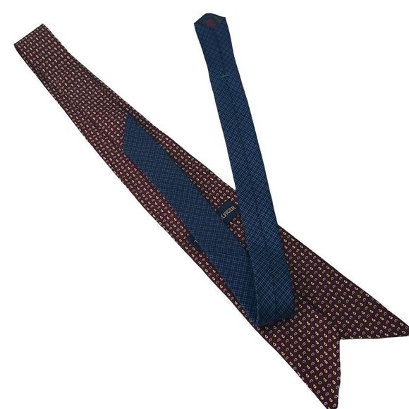 Vintage Tommy Hilfiger Silk Neck Burgundy Geometric Pattern Tie - Picture 4 of 7